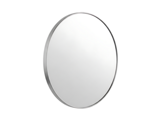 Round wall mirror with a thin frame.