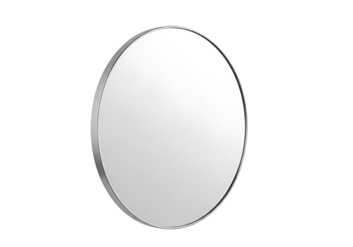 Round wall mirror with a thin frame.