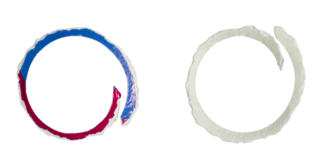 Set of Torn Paper Rings in Blue, Pink, and White, Isolated on Transparent Background.