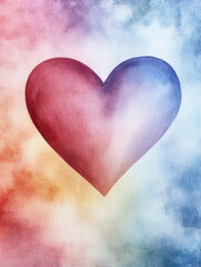 Multi Color Heart in watercolor style on pastel background
