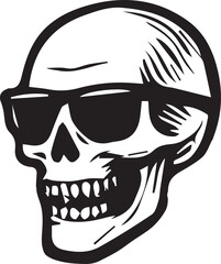 Skull wearing sunglasses hand drawn vector illustration
