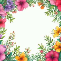 Fototapeta premium Floral frame with a variety of beautiful small flowers.