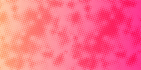 Pink orange polka dots gradient halftone background. Pop art cartoon dot texture with comic graphic design, Horizontal abstract pattern wall for cover digital technology.