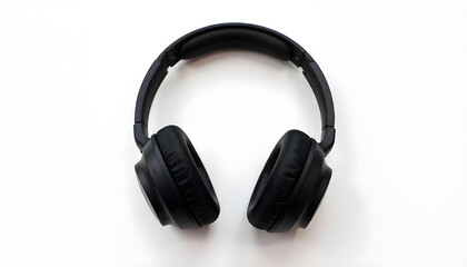 black wireless headphone isolated on white background 