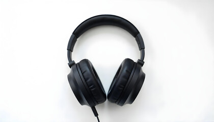 black wireless headphone isolated on white background 