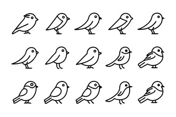 Tiny Birds: A charming collection of various small bird icons.