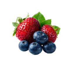 Fresh red strawberries and blueberries