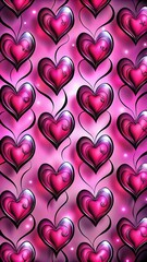 Pink and purple hearts pattern with subtle sparkle and glow