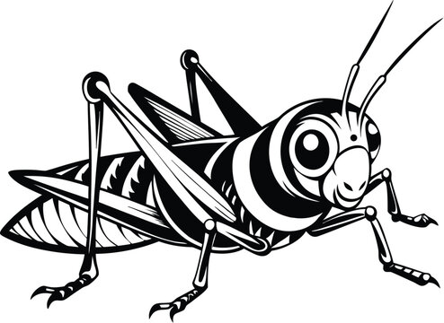 Grasshopper silhouette, insect silhouette, jumping bug drawing, minimal line sketch, nature insect design