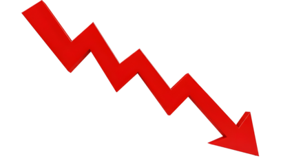 Red Downtrend Arrow Ideal for Market Crash or Losses