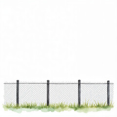 Fototapeta premium Grating wire fence panels painted with watercolor on white canvas for backgrounds. A wire fence panels backdrop makes an interesting illustration for website design.
