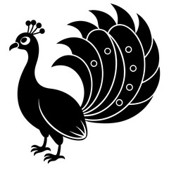 Fototapeta premium Majestic Peacock Vector Logo Clean Minimal Bird Silhouette for Luxury Branding & Artworks