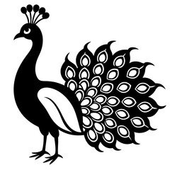 Fototapeta premium Minimalist Peacock Outline Vector Stylish Bird Logo Design for Decor, Art Prints & Branding