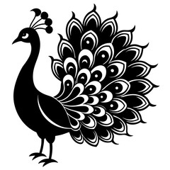 Obraz premium Minimalist Peacock Outline Vector Stylish Bird Logo Design for Decor, Art Prints & Branding