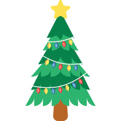 simple christmas tree vector flat illustration