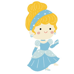 Cute little princess illustration elements -  Cinderella and her shoes. Wonderland