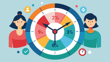 People and pie chart with percentages representing data comparison and demographics statistics