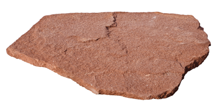 Podium made of flat flagstone stone for paving garden paths isolated on a transparent background. Full depth of field. PNG.