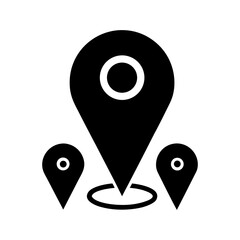 Navigation Pin and Map Icons Set on White Background.