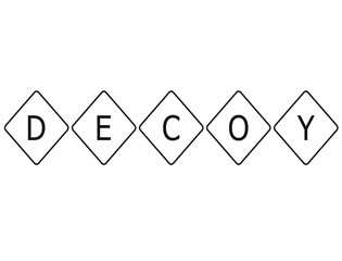 decoy,Yellow color transportation sign with word decoy on white background