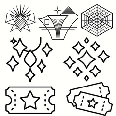 abstract minimal bling holographic grid ticket outline icon sets