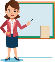 Fototapeta premium Vector illustration of a teacher presenting in front of a whiteboard
