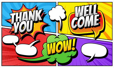 Colorful comic background with speech bubble expression in pop art style