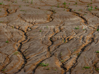 Risse in nassem und schlammigen Boden