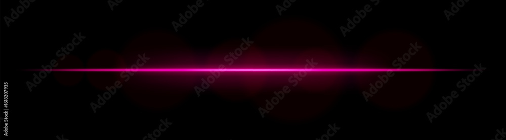 Wall mural laser line. thin horizontal beam with smooth light halo and soft focus edges on dark background. per