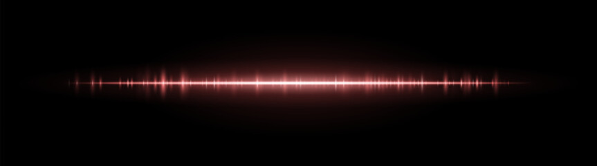 Waveform stripe. Clean glowing line with smooth frequency pattern and center light burst. Suitable for audio visuals, spectrum or tech UI.