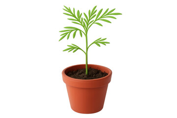Fototapeta premium 3d rendering of a small green plant growing in a terracotta pot, isolated on transparent background