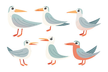 Seagull Group: A collection of six stylized seagulls, with their iconic features.
