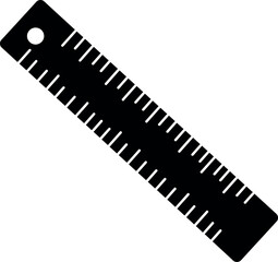 Black ruler silhouette precision measurement tool icon