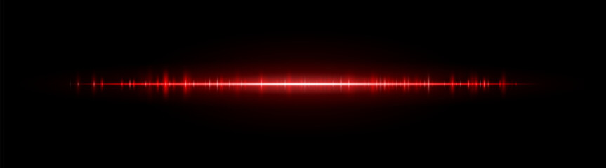 Waveform stripe. Clean glowing line with smooth frequency pattern and center light burst. Suitable for audio visuals, spectrum or tech UI.