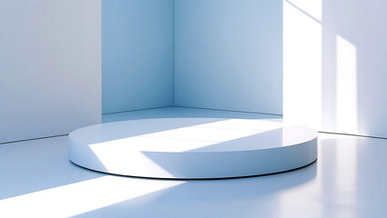 Minimalist Product Display Stage with Natural Sunlight and Shadows