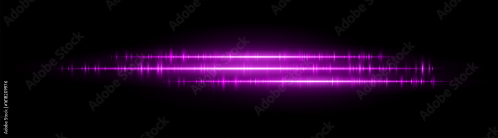 Wall mural soundwave line set. dual horizontal light rhythm lines with glitch pulse effect. used in sound desig