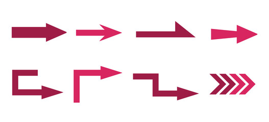 シンプルなレッドの矢印セット