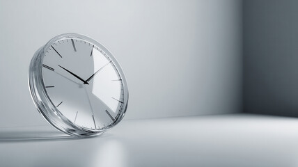 glass Clock with no numbers, metaphor for timeless productivity