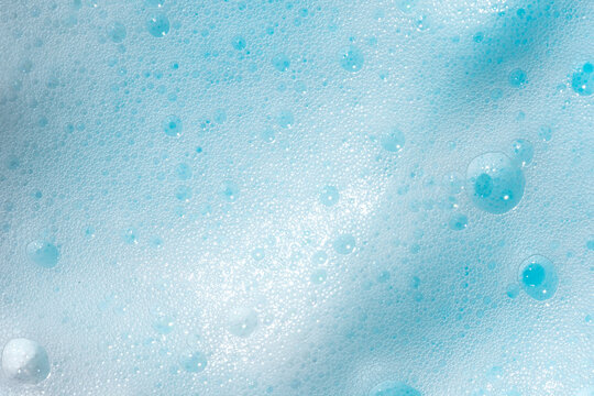 Close-up of blue foam bubbles and texture background