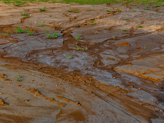Risse in nassem und schlammigen Boden