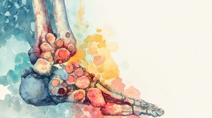 Childhood Cancer Awareness Month, medical illustration of pediatric bone cancer (osteosarcoma) in a leg, visible bone texture and tumor mass, labeled but stylized. 