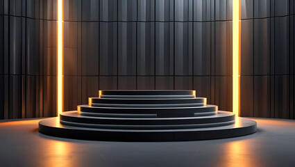 Futuristic Cyberpunk Stage with Neon Lights