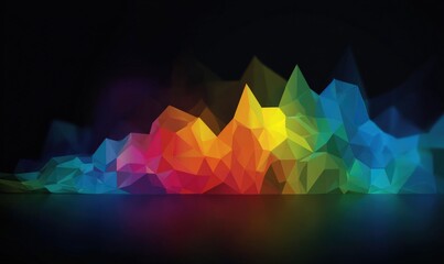 Vibrant 3D Render of a Colorful Polygonal Mountain Range, Abstract