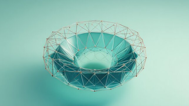 3D Render of a Geometric Torus, Connected by a Metal Wireframe