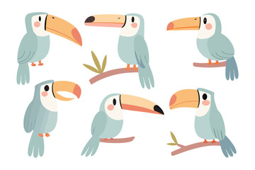 Exotic Toucans: A collection of cheerful toucans perched on branches and ready to add a touch of tropical joy to your designs.