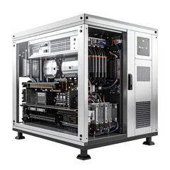 quantum computer system isolated on white and transparent background.