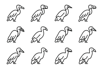 Vulture Illustration: A minimalist illustration depicts multiple vultures in a clean and modern style. This image can be suitable for a variety of creative and illustrative uses.