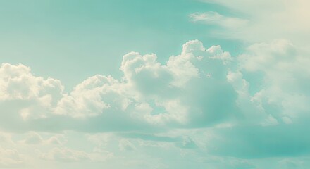 Serene Pastel Sky: A Dreamy Landscape of Soft Clouds and Tranquil Mint Hues