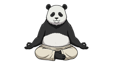 Naklejka premium Serene Panda Bear in Meditative Pose, Peaceful Mindfulness and Zen Illustration