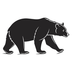 Obraz premium Black silhouette of a walking bear with white outlines on a white background vector 1